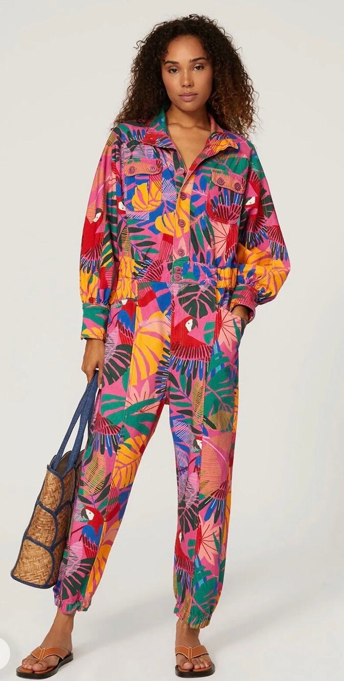 FARM Rio Macaw 100% Cotton Tropical Jumpsuit Coveralls, XS- NWT